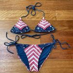 Rip Curl American Flag Red White and Blue Bikini with Adjustable Straps and Ties Photo 0