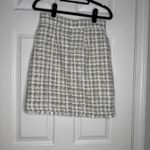 Ann Taylor White Raw Edge Fringe Tweed Pencil Skirt Size 0 Petite Photo 3