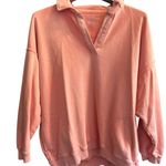 Aerie Women's Oversized V-Neck Collared Sweatshirt Orange Size M Photo 0