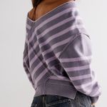 Free People We The Free Gray Purple Crossroads Pullover Off-the-Shoulder Sweater Photo 7