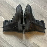 Chelsea and Violet Women Combat Boots 8M Leather Biker Buckles Studs Black Photo 4