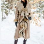 Donna Saylers Fabulous Furs Full Length Cascade Faux Wolf Coat Size L NWT Tan Size L Photo 11