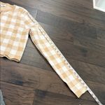 Emory park New With Tags Cropped Tan and Ivory Gingham Cardigan Sz L Photo 7