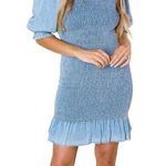 Tea N Rose Soft Denim Blue Mini Stretch Spring Break Dress ~ Women's Size SMALL Photo 0