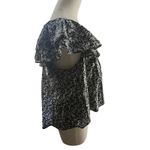 Universal Threads Universal Thread Floral Ruffle Blouse Black White Small Short‎ Sleeve Boho Top Photo 1