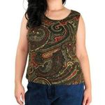 Mirasol 1990s Vintage Brown Paisley Retro Sleeveless Top Blouse Tank Large Photo 0