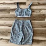 NEW Misha COLLECTION plaid Matching Two Piece Set Crop Top and Bermuda Shorts 6 Gray Photo 1