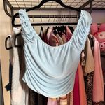 SheIn Blue Ruched Crop Blouse Sleeveless Photo 1