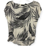 Tahari Linen Palm Leaf Top M Beige Black Coastal Resortwear Vacation Style Photo 0