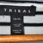 Tribal Black and White Striped Blouse Henley Tunic XL Size M Photo 8