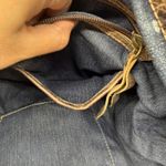 American West TrueLu Brown Leather Tote Bag Purse Denim Lined Shoulder Bag Photo 9