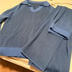 Elegant Blue Wide Leg Jumpsuit Size M Photo 2