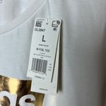 Adidas Womens Gold Foil Graphic White Short Sleeve Tee Sz L Photo 6