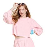 Stoney Clover Lane  Pink Terry Cloth Cropped Sweatshirt Photo 0