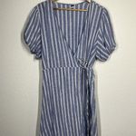 Old Navy  XXL Striped Puff Sleeve Mini Wrap Dress Blue White Photo 0