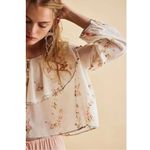 Free People Dainty Ethereal Ruffle Camilla Floral Gauze Blouse Large Cottage Photo 3