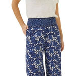 FatFace  Blue Geo Batik Shirred Palazzo Trousers Size 10 LENZING™ ECOVERO™ EUC Photo 0