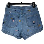 PacSun  SZ 26 Mom Jean Shorts Floral Embroidered Cuffed Hi-Rise Zip-Fly Pockets Photo 3