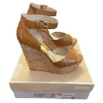 Michael Kors Michael By Ariana Wedge Platform Sandals Brown Size 9.5M Ostrich Photo 0
