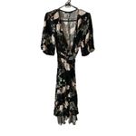 ZARA ‎ Woman Women's Kimono Wrap Black Crane Hi Low Dress Blogger Favorite Medium Photo 2