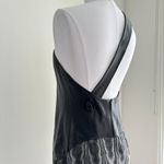 Vintage Leather Wool Dress 40 Black Asymmetric Shoulder Column Art Avant Garde Photo 6