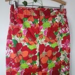 Kathy Ireland  Red Floral Print Crop Pants Photo 1