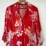 Natori Floral Print Tunic Top Lightweight Coverup Cherry Blossom Coral Womens M Photo 1