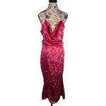 Boohoo  Pink Devore‎ Velvet Floral Cowl Neck Maxi Dress Size 4 Y2K Wedding EUC Photo 2