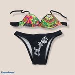 Recco Size Small Brazilian Floral Top & Black with White Stitching Bottom. New Photo 1