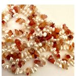 Freshwater pearl and carnelian chip long necklace Photo 4