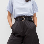 Everlane  Organic Cotton Ultra High Rise Classic Black Paper Bag Shorts Size L Photo 0