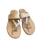 Sorel  Ella II Slip-On Flip Flop Sandals Suede Leather Neutral Tan Size 8 Women's Photo 1