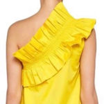 Ted Baker One Shoulder Ruffle Top Yellow Blouse SZ 2 Photo 2