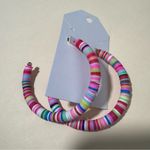 Colorful Bright Rainbow Hoop Earrings Summer Candy Boutique Beach Tropical Red Photo 0