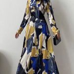 ZARA Dress midi abstract satin long sleeve boho party wedding Photo 6