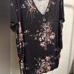 Maurice's Maternity Black Floral short sleeve belly cinched shirt size 2X Photo 1