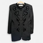 Liz Claiborne Vintage 90s  Black Wool Long Blazer Small Photo 1