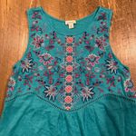 Sundance Hidden Garden Sleeveless Embroidered Linen Dress M Blue Size M Photo 3