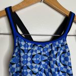 Dolfin  One Piece Swimsuit NO Size Blue Black Geometric Lined Approx XS Racerback Photo 3