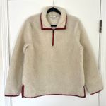 L.L. Bean Signature Cream Sherpa Fleece Pullover Women's Small Quarter Zip Red Photo 1