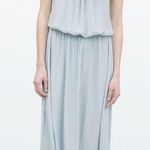 ZARA Light Blue Appliqué Neck Maxi Dress Photo 0