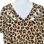 Torrid Georgette Cage Front Brown Leopard Animal Print Blouse Womens Size 00 Med Photo 6