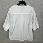 Ming Wang  Two Button Top Small White Black Half Sleeve Lightweight Cotton Blend Photo 7