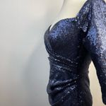 Rene Ruiz Collection Blue sequined ruched Knee Length Event Formal Dress 6 Photo 8