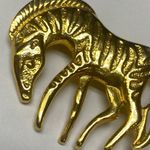 Zebra Zoo Wild Animal Jewelry Pin Brooch Gold Color Metal Vintage Photo 3