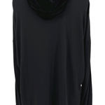 Eileen Fisher Black Velvet Hooded Pullover Top Black Tencel Size Medium Photo 0