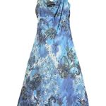 B Darlin Cowl Neck Dress Womens Small Blue Paisley Floral Maxi Party Evening Photo 1
