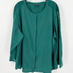 Talbots  Green Long Sleeve Lace Panel Round Neck Button Front Tunic Top Size 3XP Photo 0