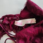 PINK - Victoria's Secret  LIGHTLY LINED BRA TIE‎ FRONT LACE MAROON WOMENS SIZE S Photo 4