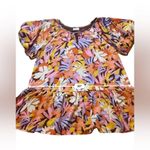 Tallulah Kate Puff Sleeve Bright Floral Tiered Mini Shift Dress 2X Orange Photo 11